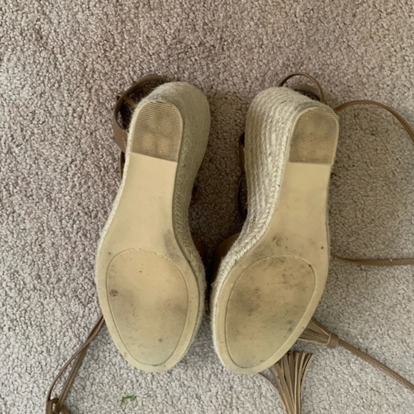 Just Fab Tan Light Brown Lace Up Wedges Size 8.5 - Picture 6 of 8